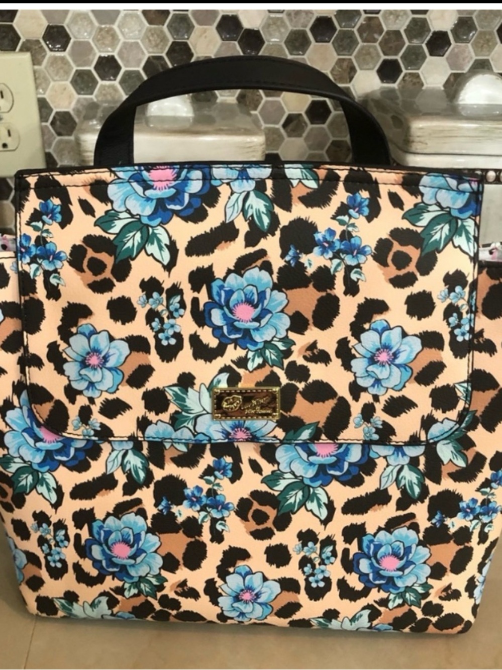 Betsey Johnson Floral Leopard Print Backpack